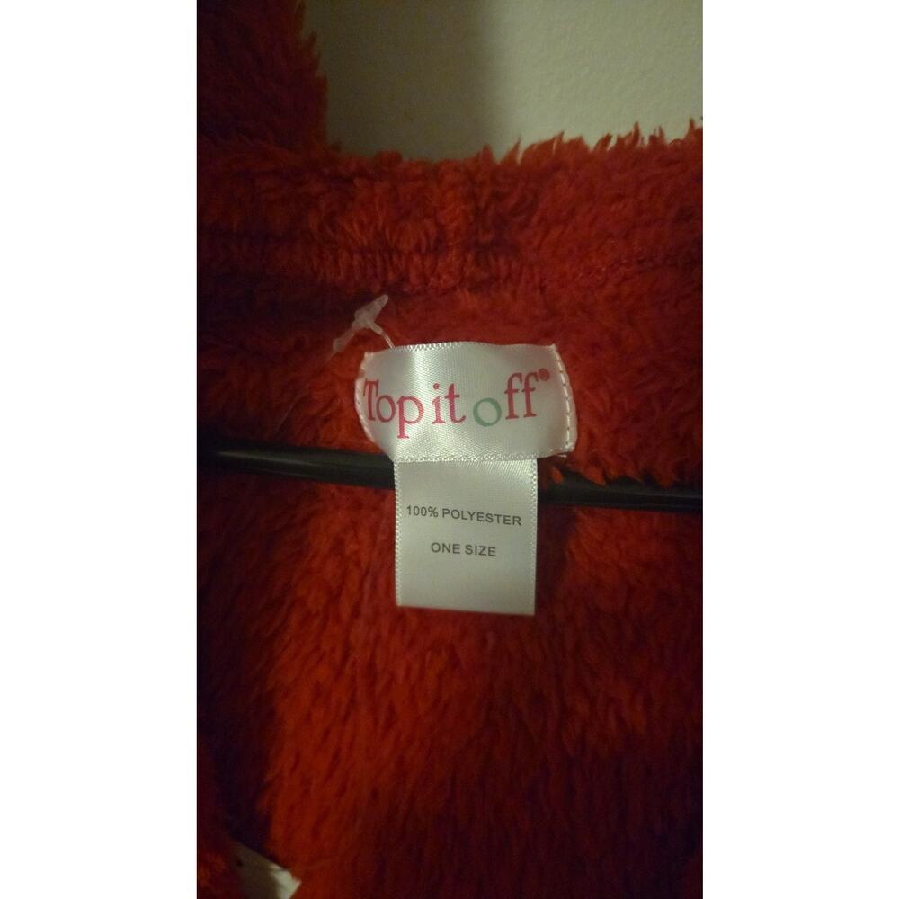 Top it off Red Sherpa Hooded Open Front Cardigan One Size - Picture 3 of 3